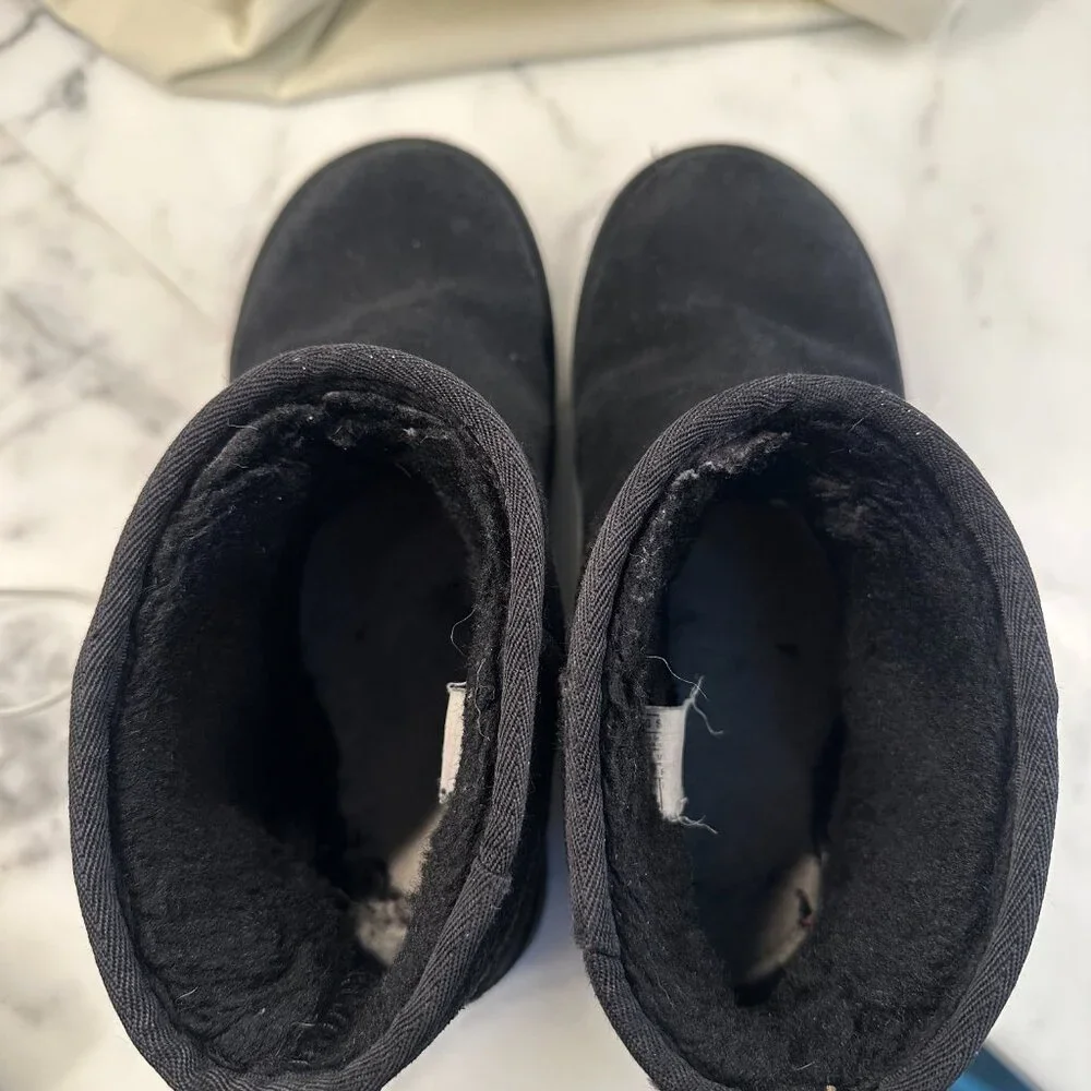 UGG Womens Classic Mini Platform Boots Black Size 10 - Picture 9 of 11